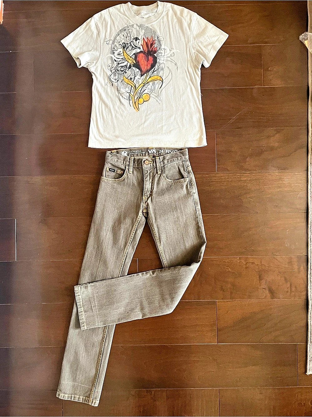 Boys RVCA Gray Jeans w/free Tee